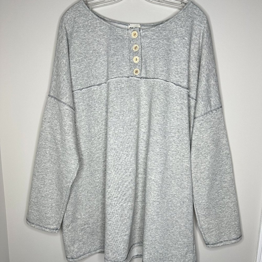 Lovely Melody Size 3XL Gray Fleece Sweater Top